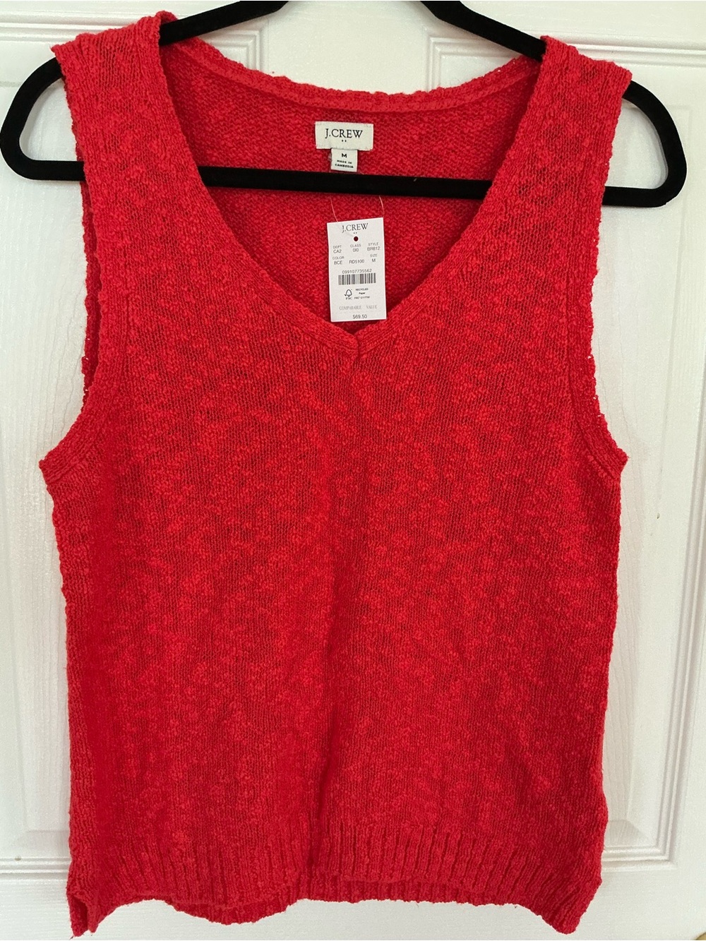 J. Crew Red V-Neck Knit Tank